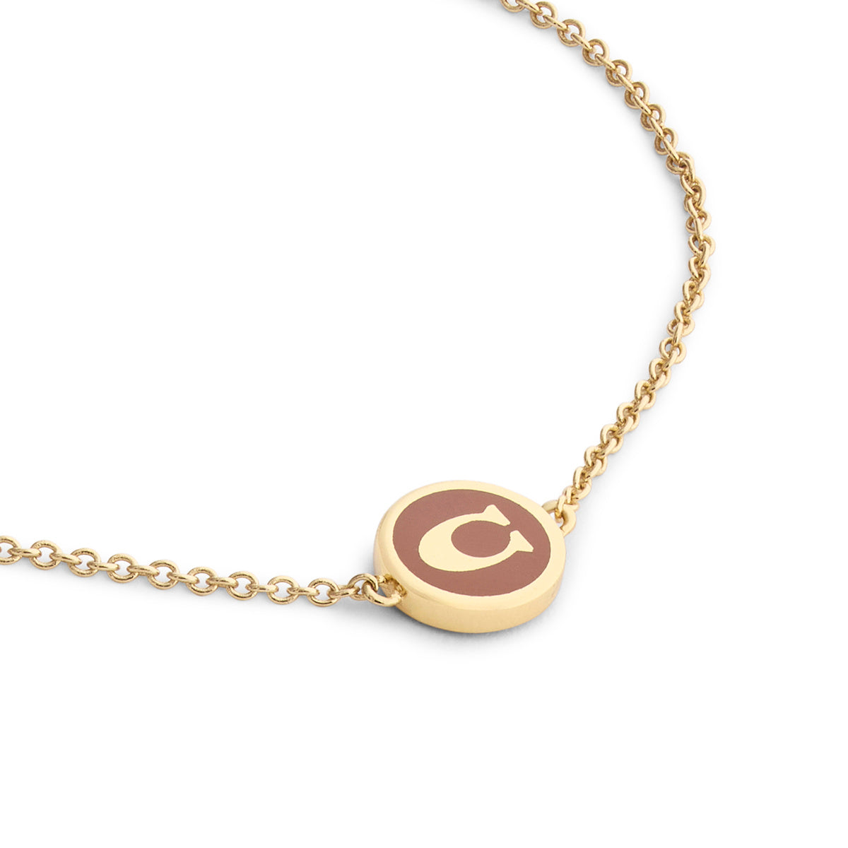 Coach Gold C Brown Disc Slide Bracelet