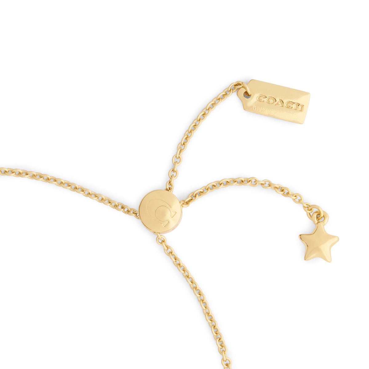 Coach Gold C Brown Disc Slide Bracelet