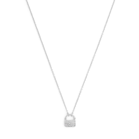 Coach Silver Pavé Tabby Bag Necklace