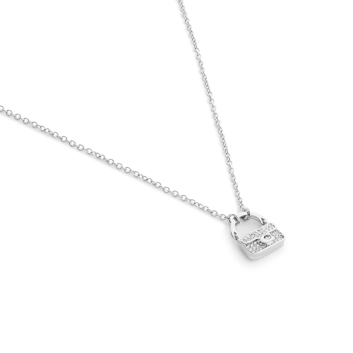 Coach Silver Pavé Tabby Bag Necklace