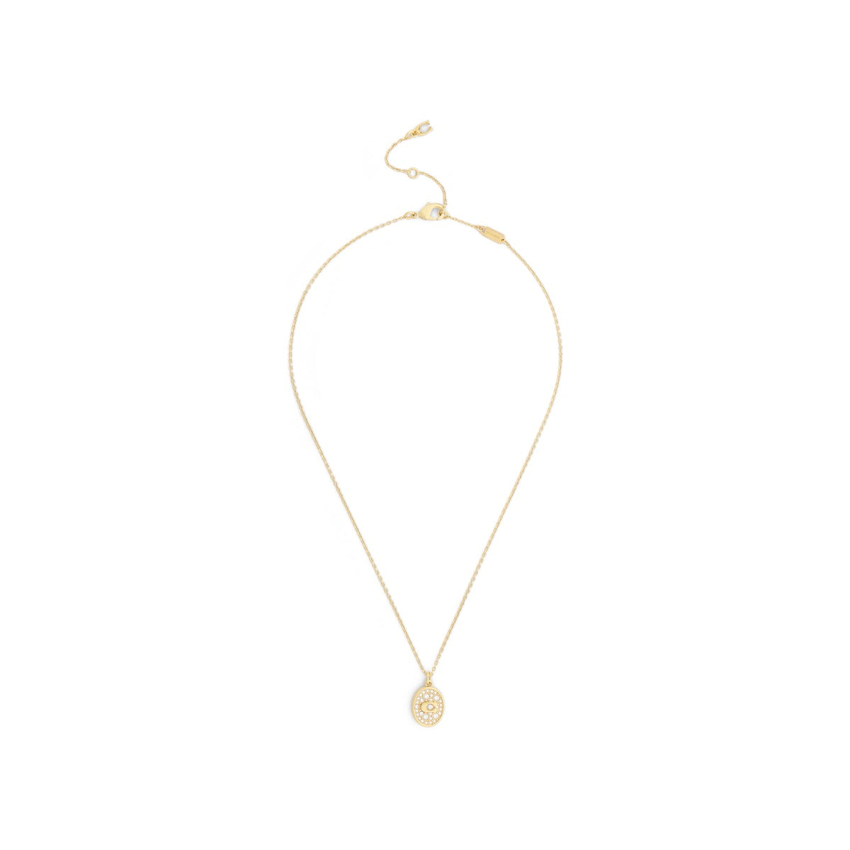 Coach Gold C Pavé Signet Oval Necklace