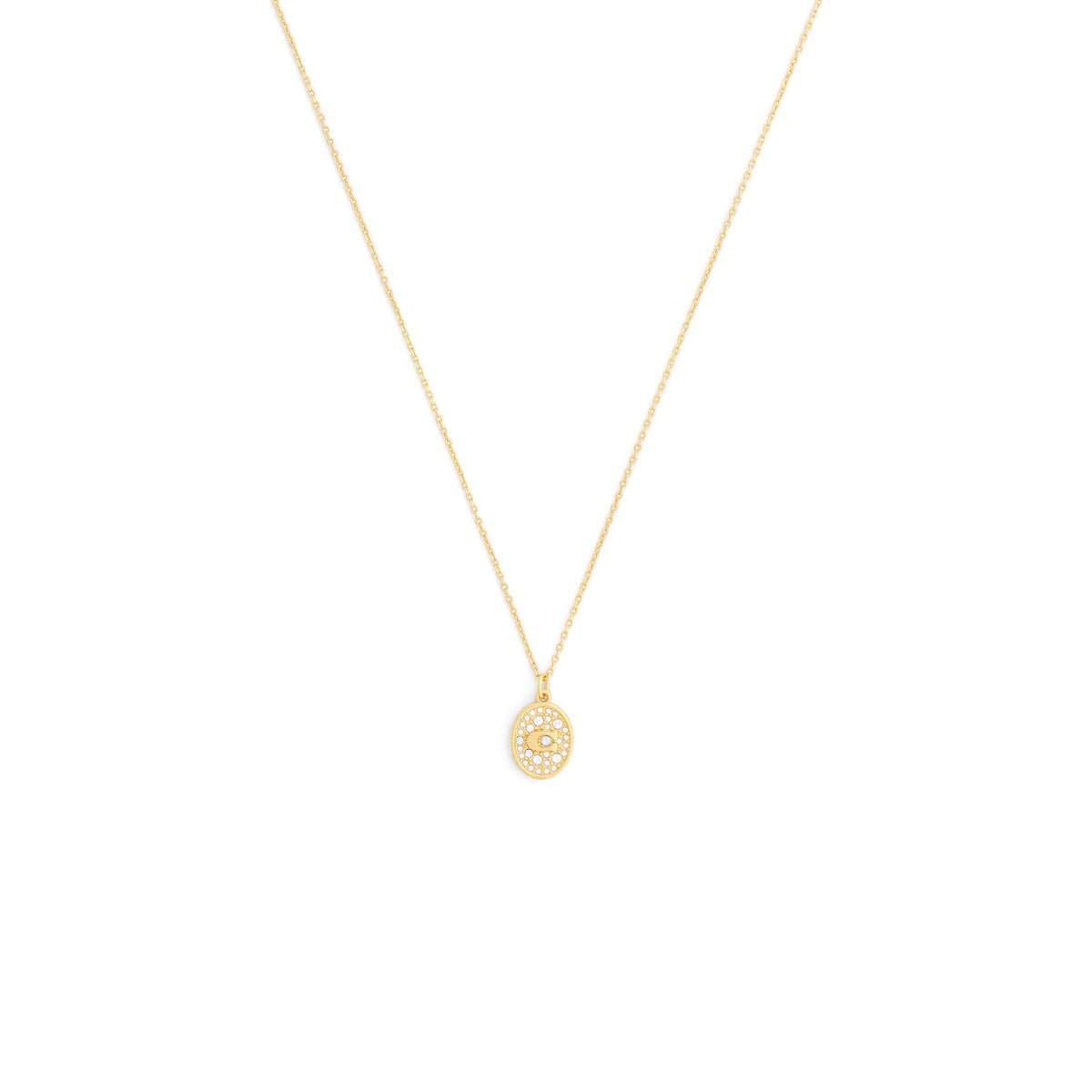 Coach Gold C Pavé Signet Oval Necklace