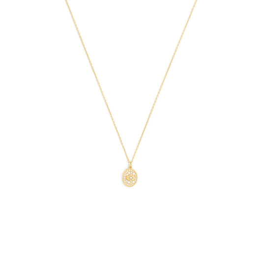 Coach Gold C Pavé Signet Oval Necklace