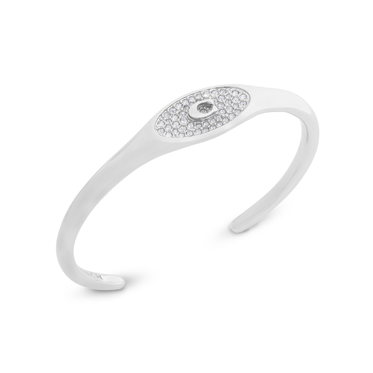 Coach Silver C Pavé Signet Cuff Bangle