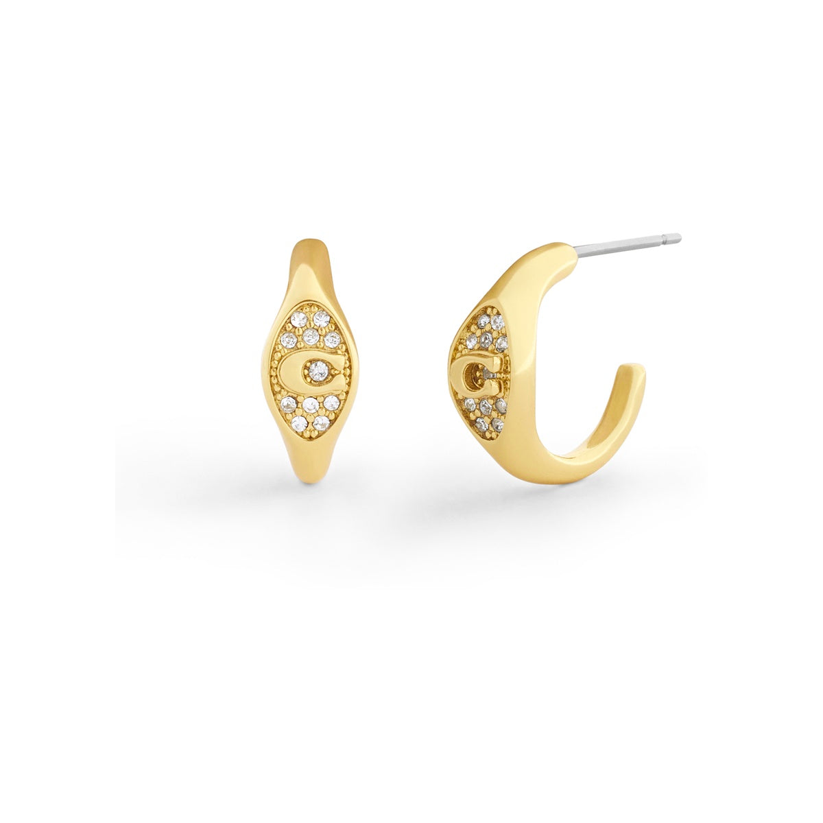 Coach Gold C Pavé Signet Huggies