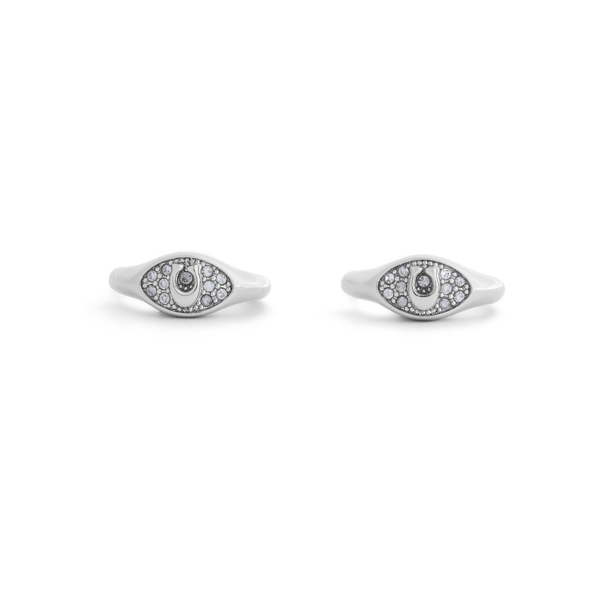 Coach Silver C Pavé Signet Huggies