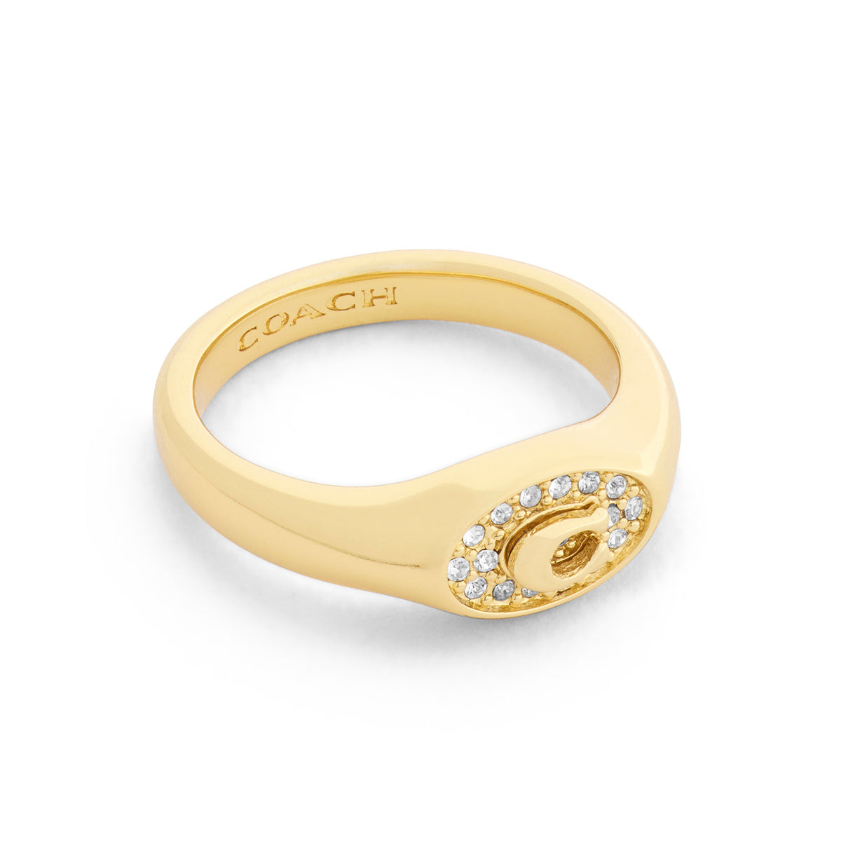 Coach Gold C Pavé Signet Oval Ring