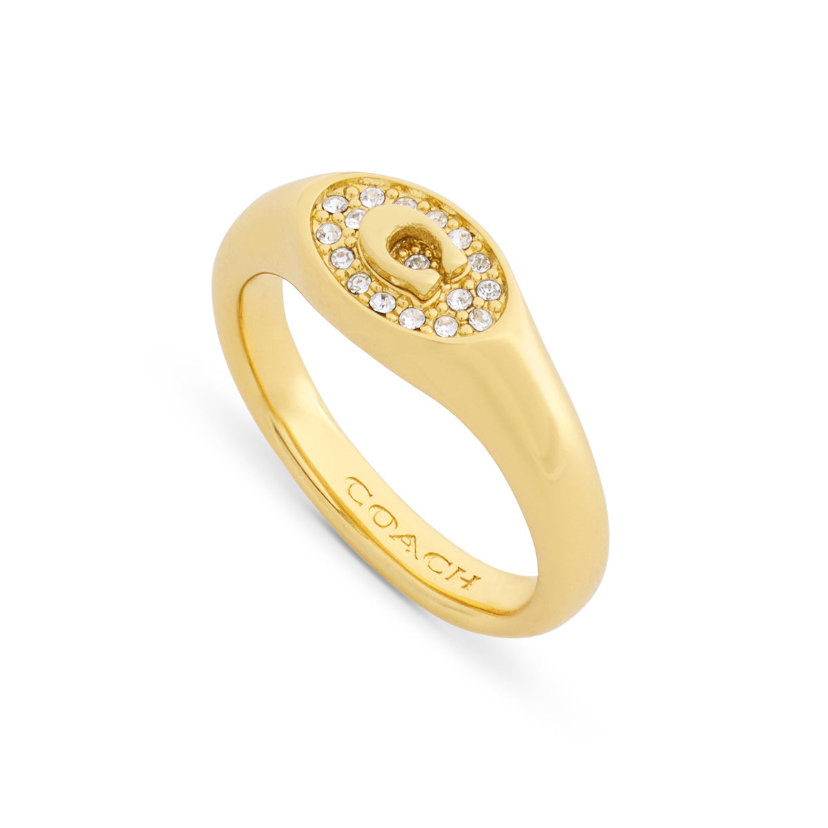 Coach Gold C Pavé Signet Oval Ring