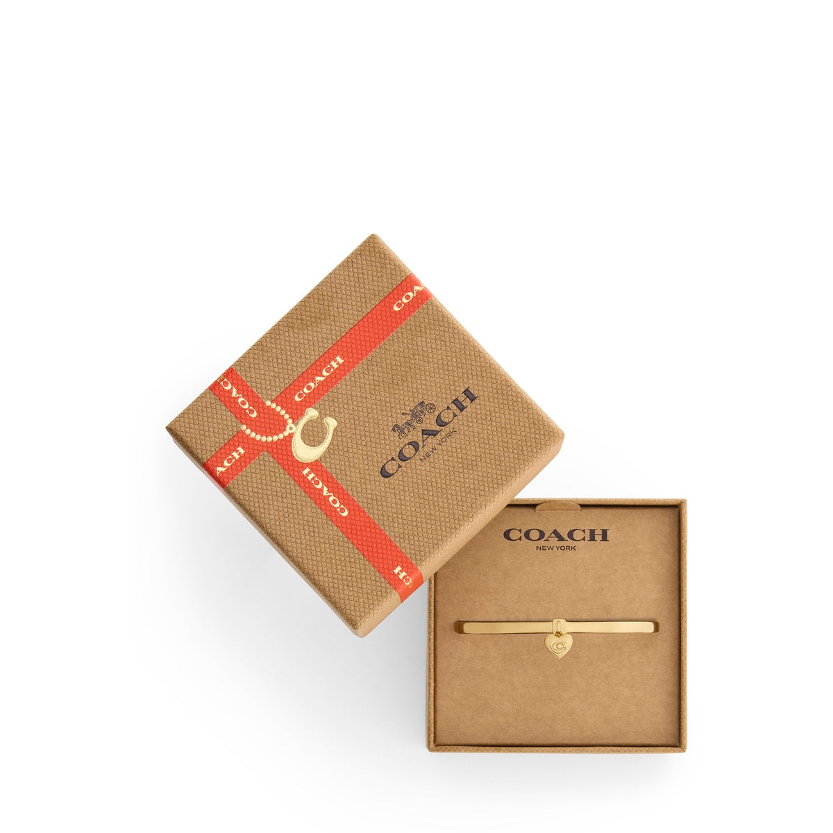 Coach Gold Heart Charm Boxed Bangle