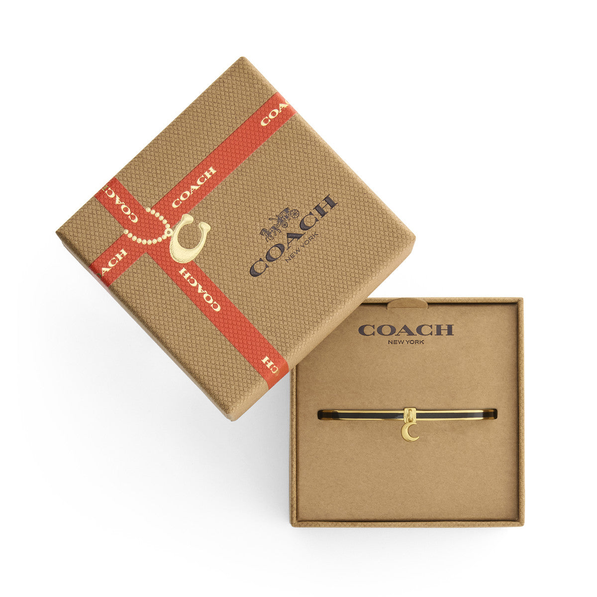 Coach Gold Moon Chram Black Boxed Bangle