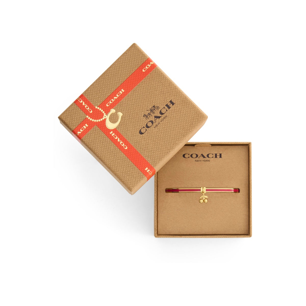 Coach Gold Cherry Chram Red Boxed Bangle