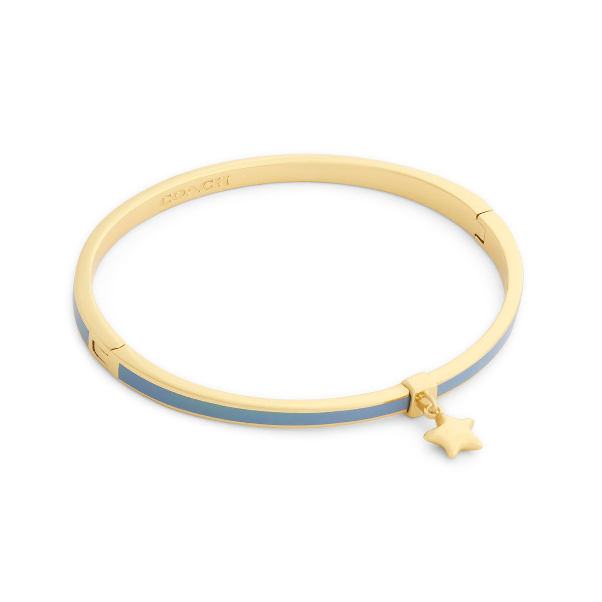Coach Gold Star Charm Blue Boxed Bangle