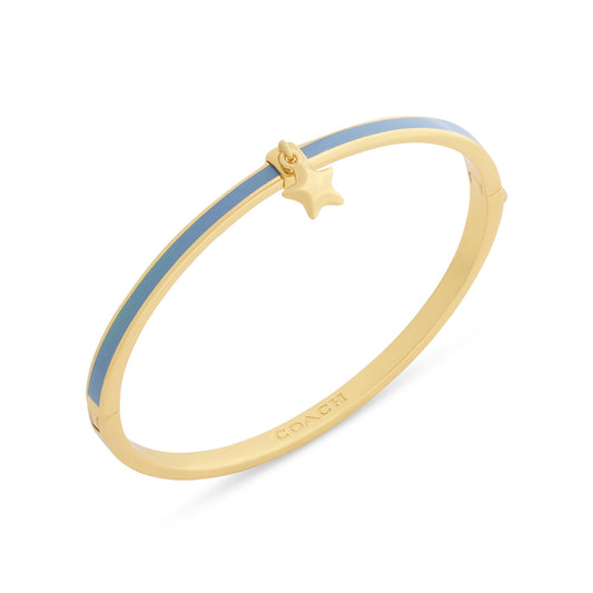 Coach Gold Star Charm Blue Boxed Bangle
