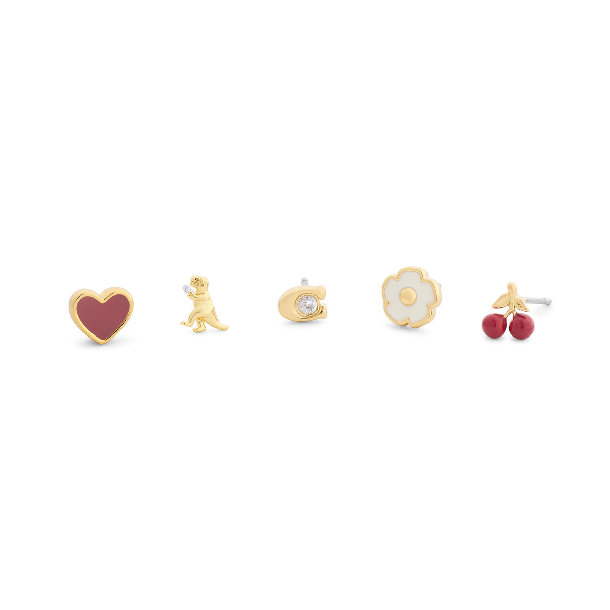 Coach Gold Enamel Mixed Metal 5 Studs Boxed