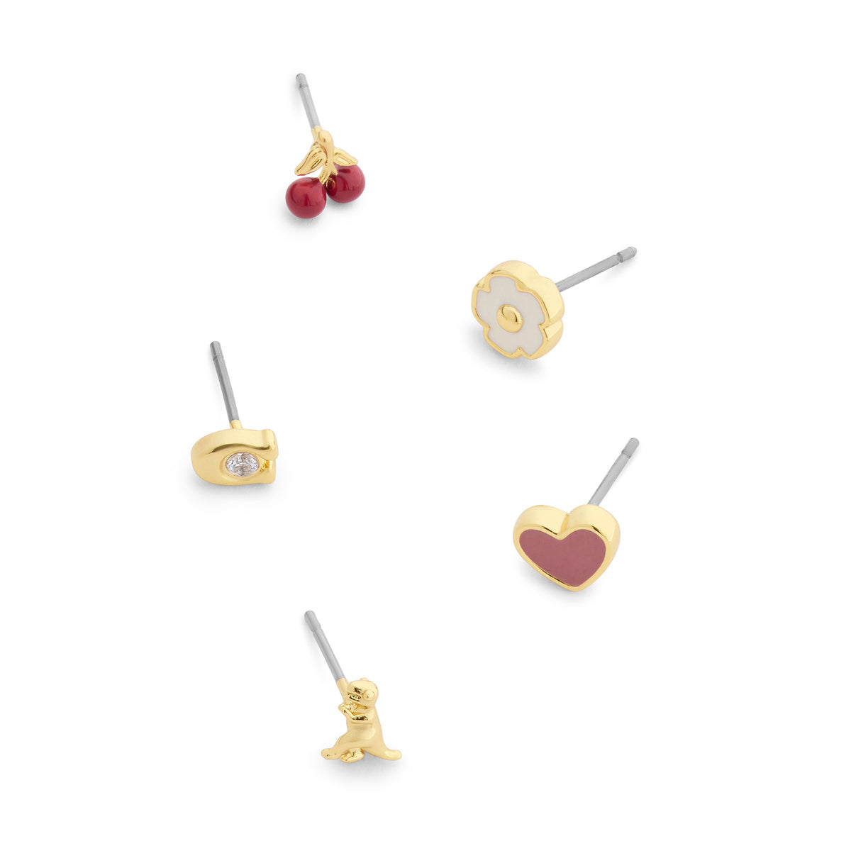 Coach Gold Enamel Mixed Metal 5 Studs Boxed