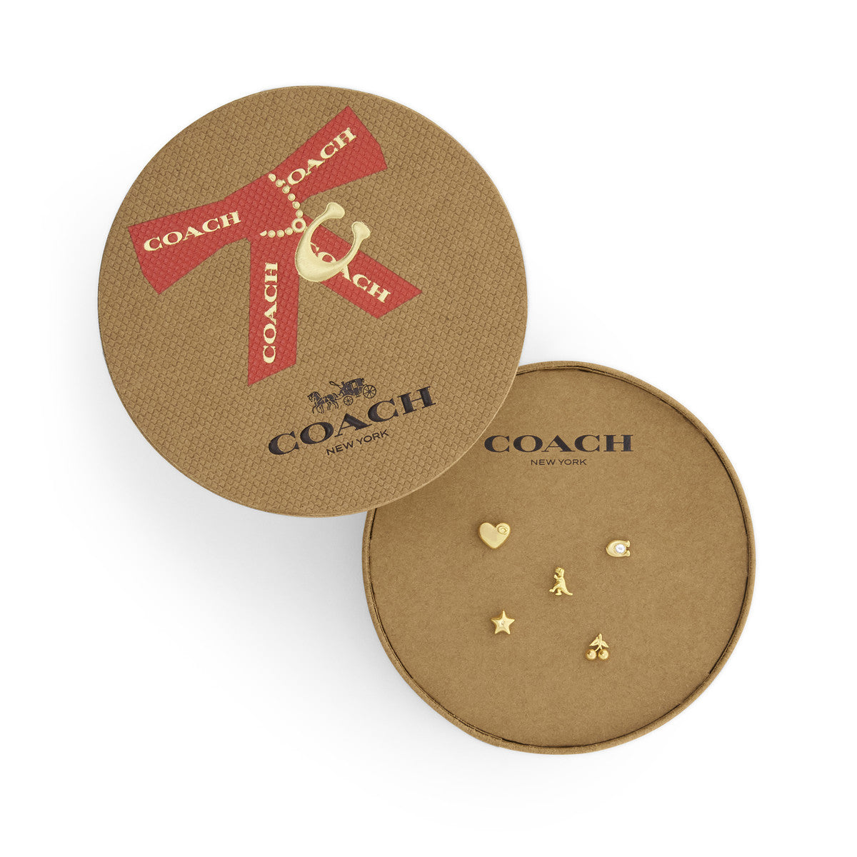 Coach Gold Mixed Motif 5 Studs Boxed
