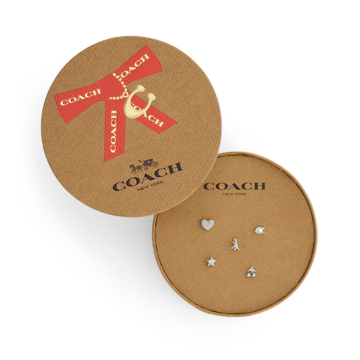 Coach Silver Mixed Motif 5 Studs Boxed
