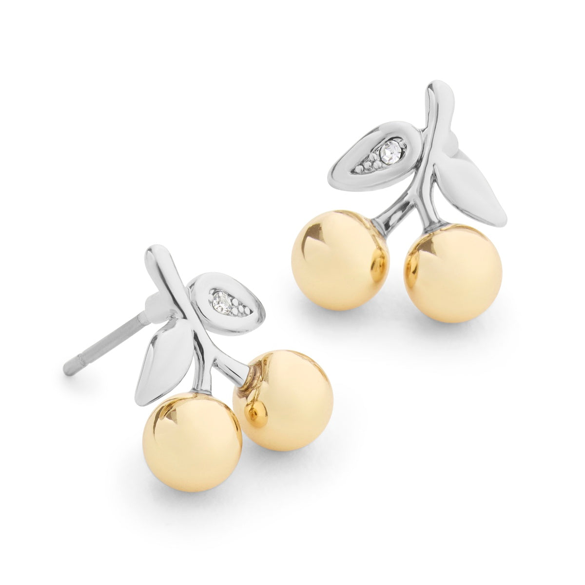 Coach Gold Mixed Metal Kisslock Cherry Stud Earrings