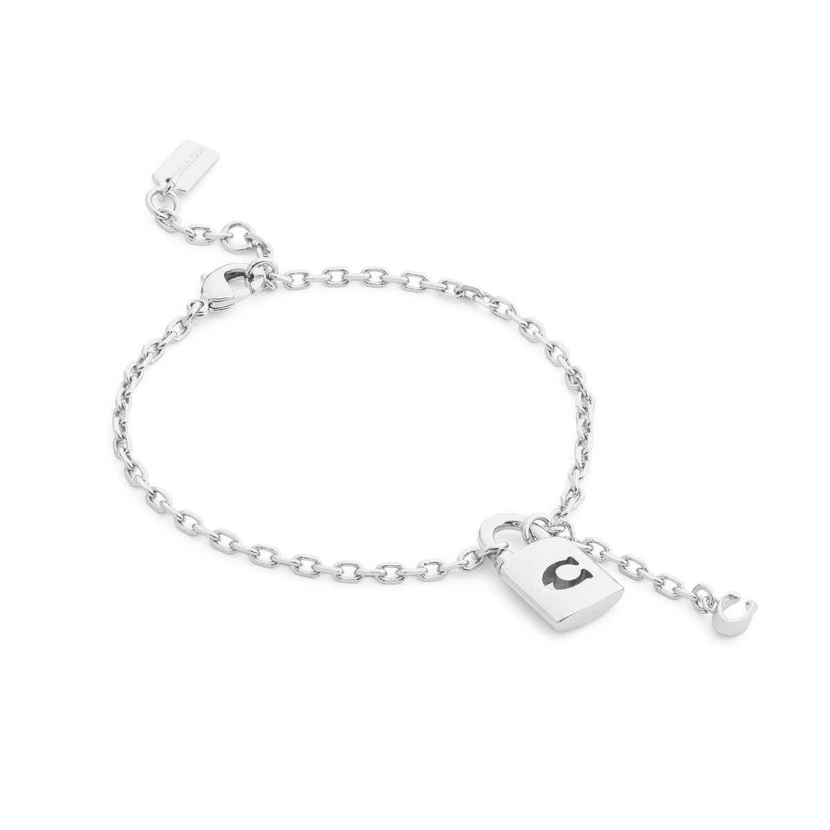 Coach Silver Cut Out C Padlock Bracelet