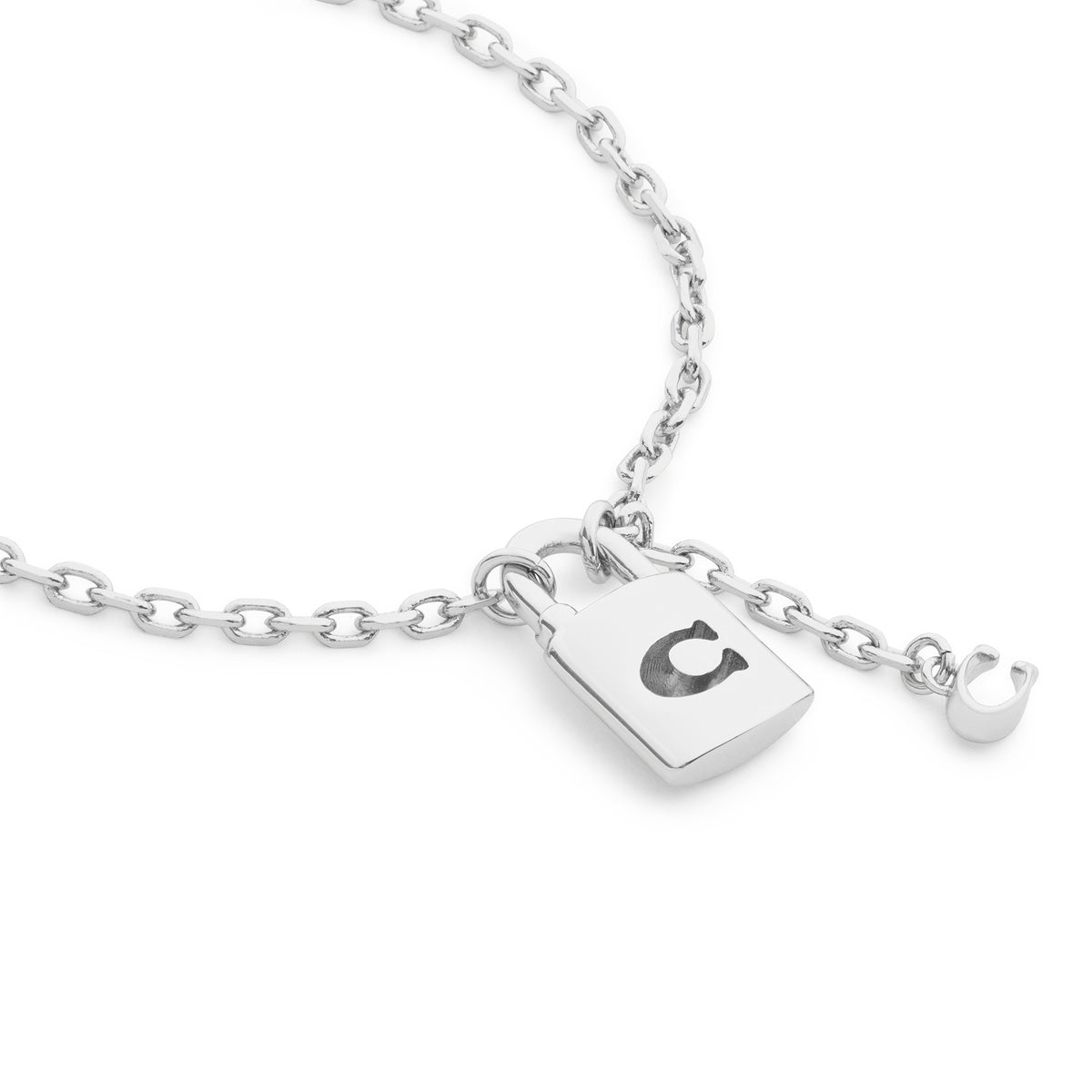 Coach Silver Cut Out C Padlock Bracelet