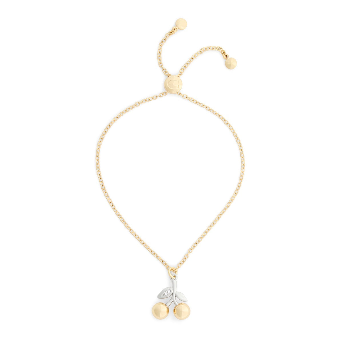 Coach Gold Mixed Metal Kisslock Cherry Slider Bracelet