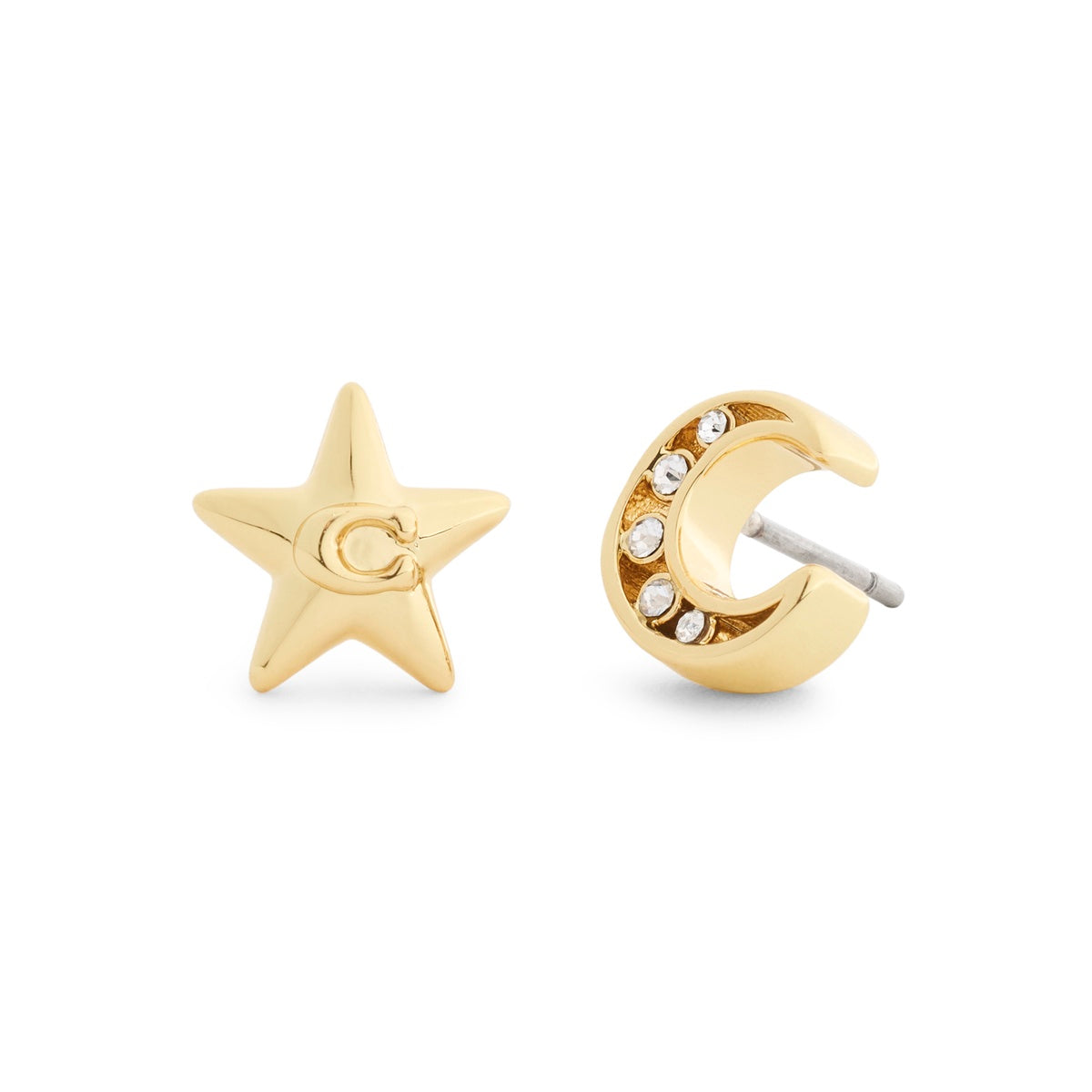 Coach Gold Boxed Star Moon Stud Earrings