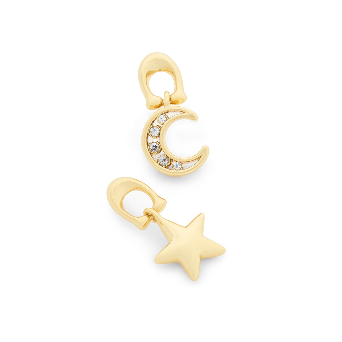 Coach Gold Boxed Star Moon Drop Earrings