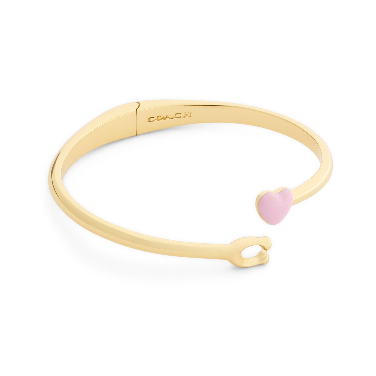 Coach Gold Boxed C Heart Light Pink Open Bangle