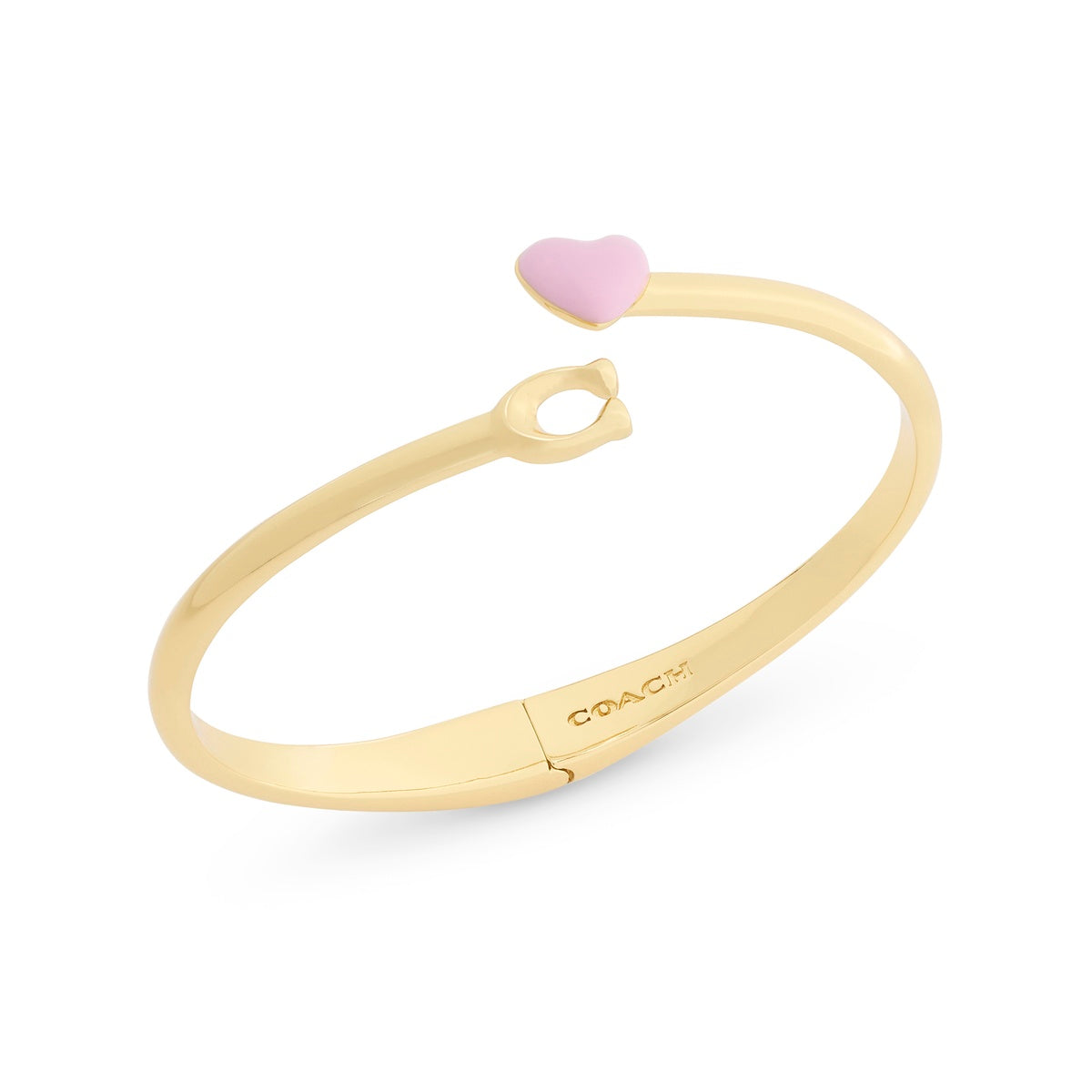 Coach Gold Boxed C Heart Light Pink Open Bangle