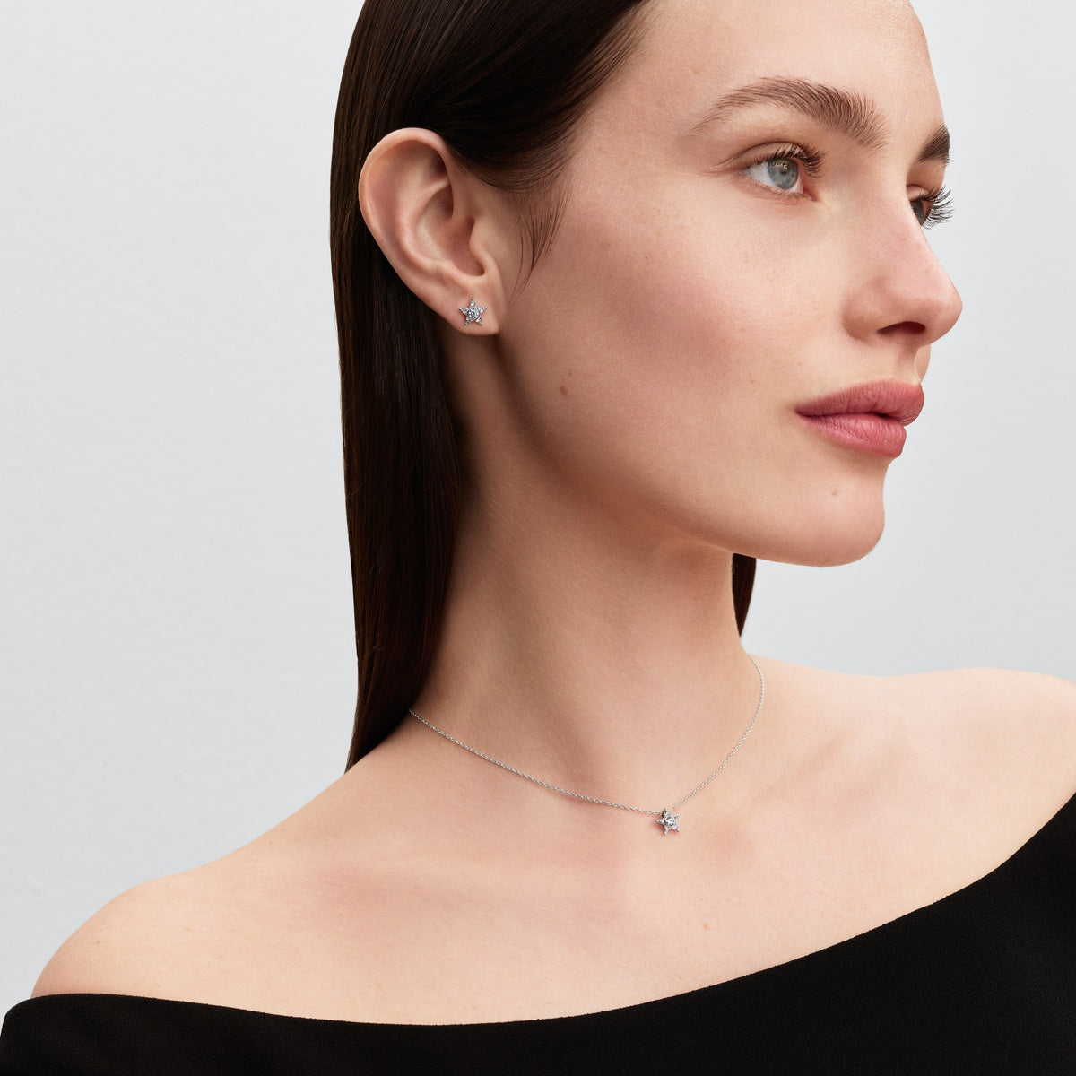 Pandora Silver Sparkling Stella Pendant Necklace