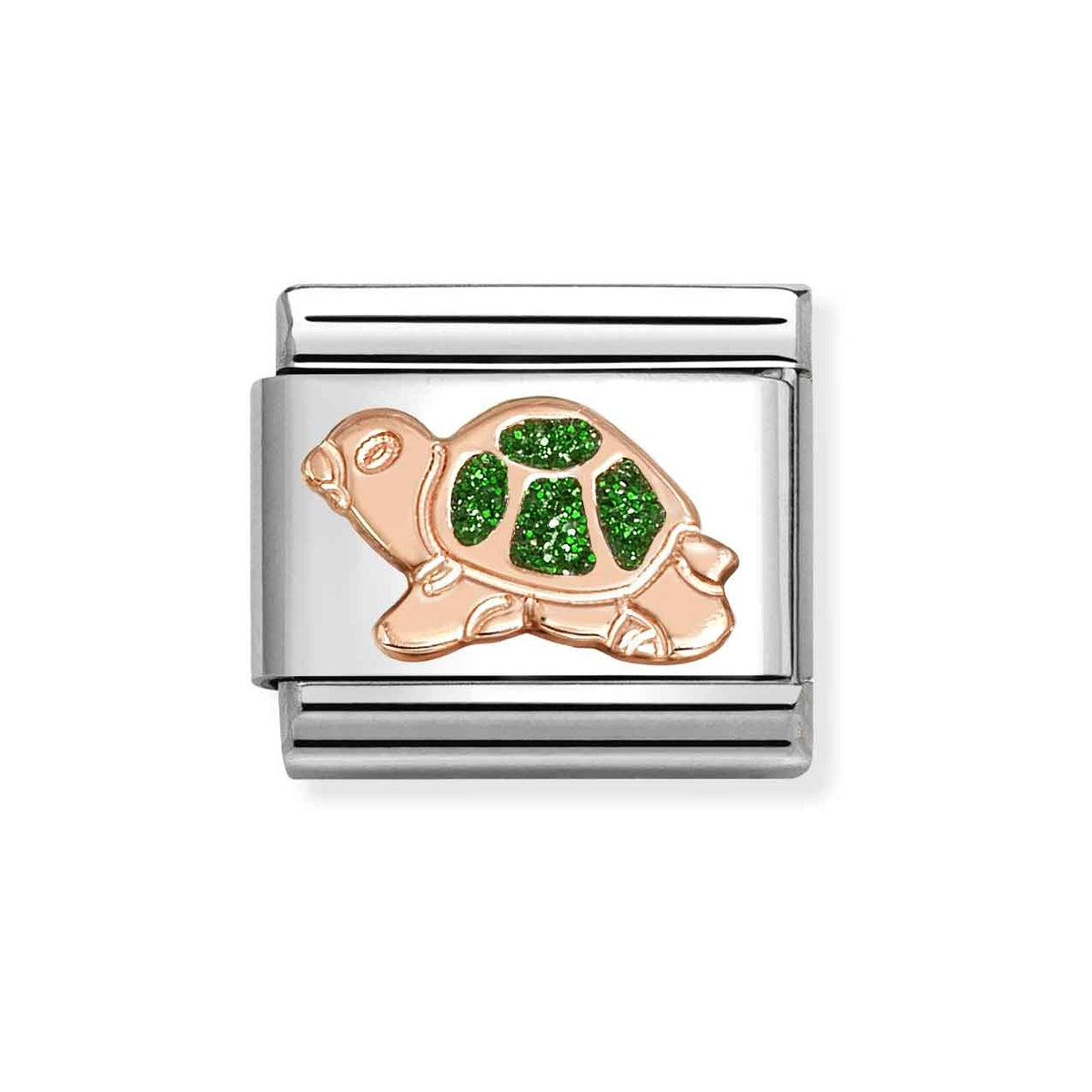 Rose Gold Green Turtle Charm