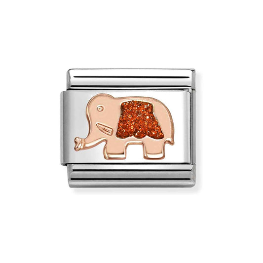 Rose Gold Red Elephant Charm