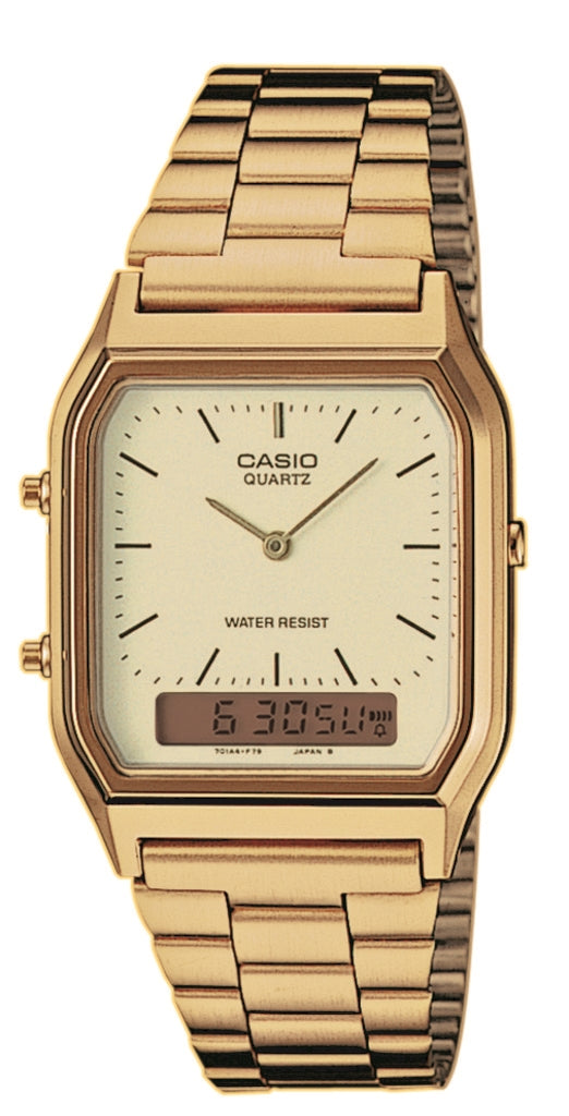 Casio Vintage AQ-230GA-9DMQYES Gold Plated Stainless Steel Combi Watch