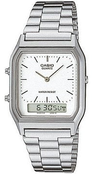 Casio Vintage AQ-230A-7DMQYES Silver and White Stainless Steel CombiWatch