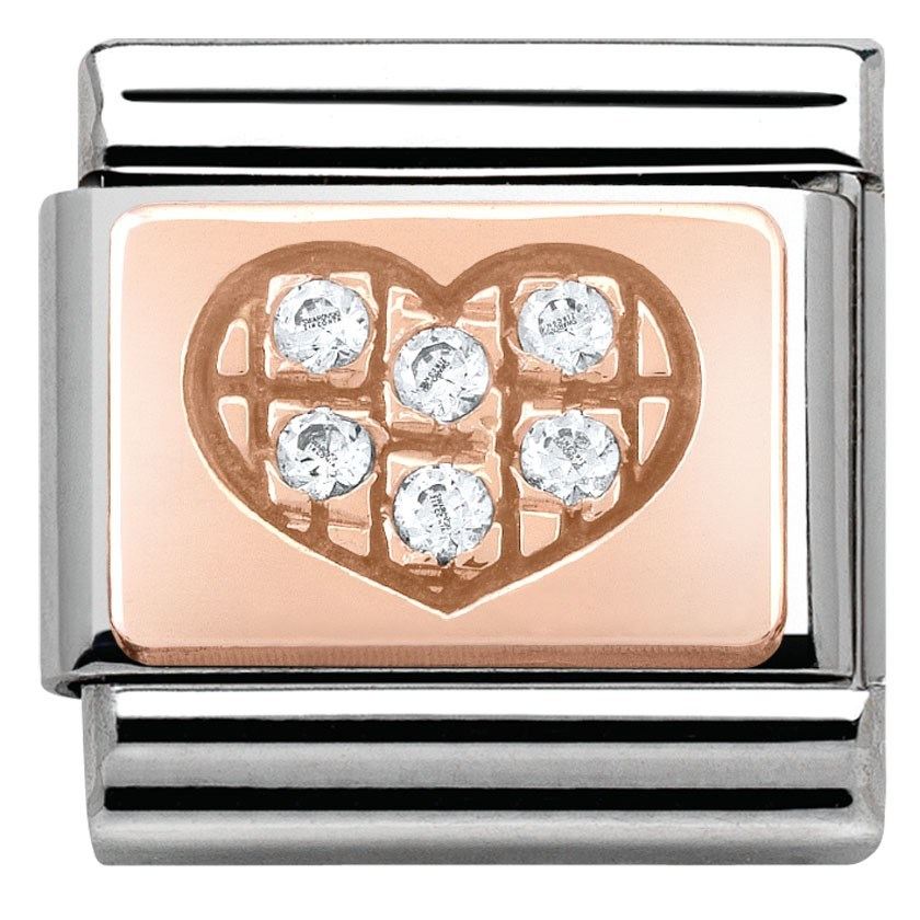 Nomination Rose Gold Crystal Heart Charm
