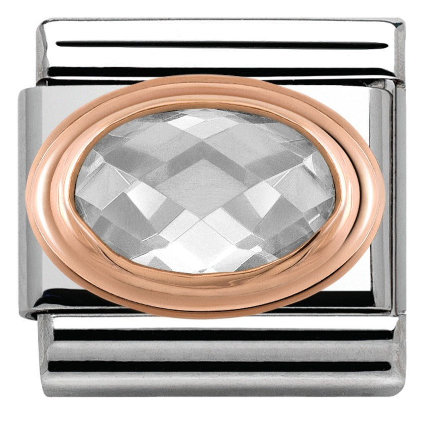 Nomination Rose Gold Faceted White Charm