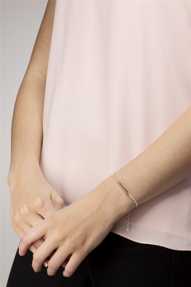 Argento Recycled Silver + Rose Gold Bar Bracelet