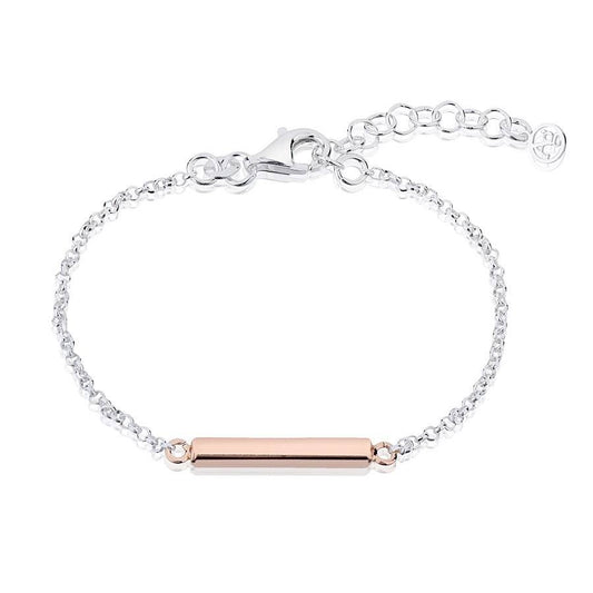 Argento Recycled Silver + Rose Gold Bar Bracelet