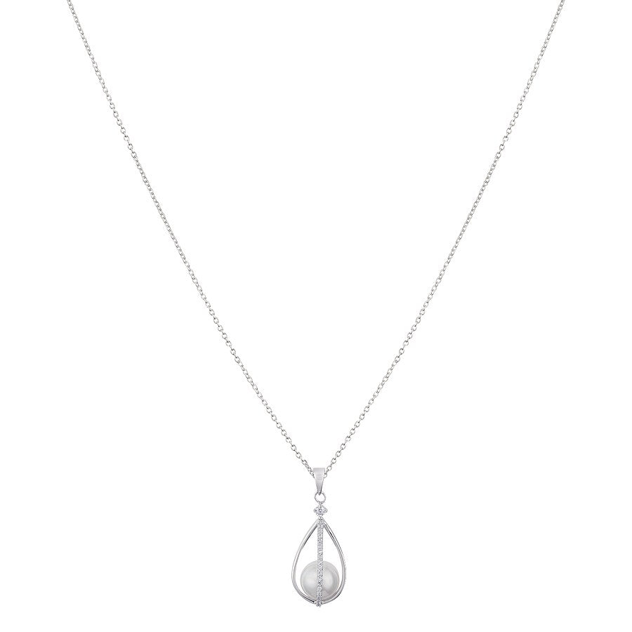 Argento Caged Pearl Crystal Necklace