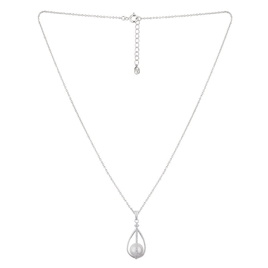 Argento Caged Pearl Crystal Necklace