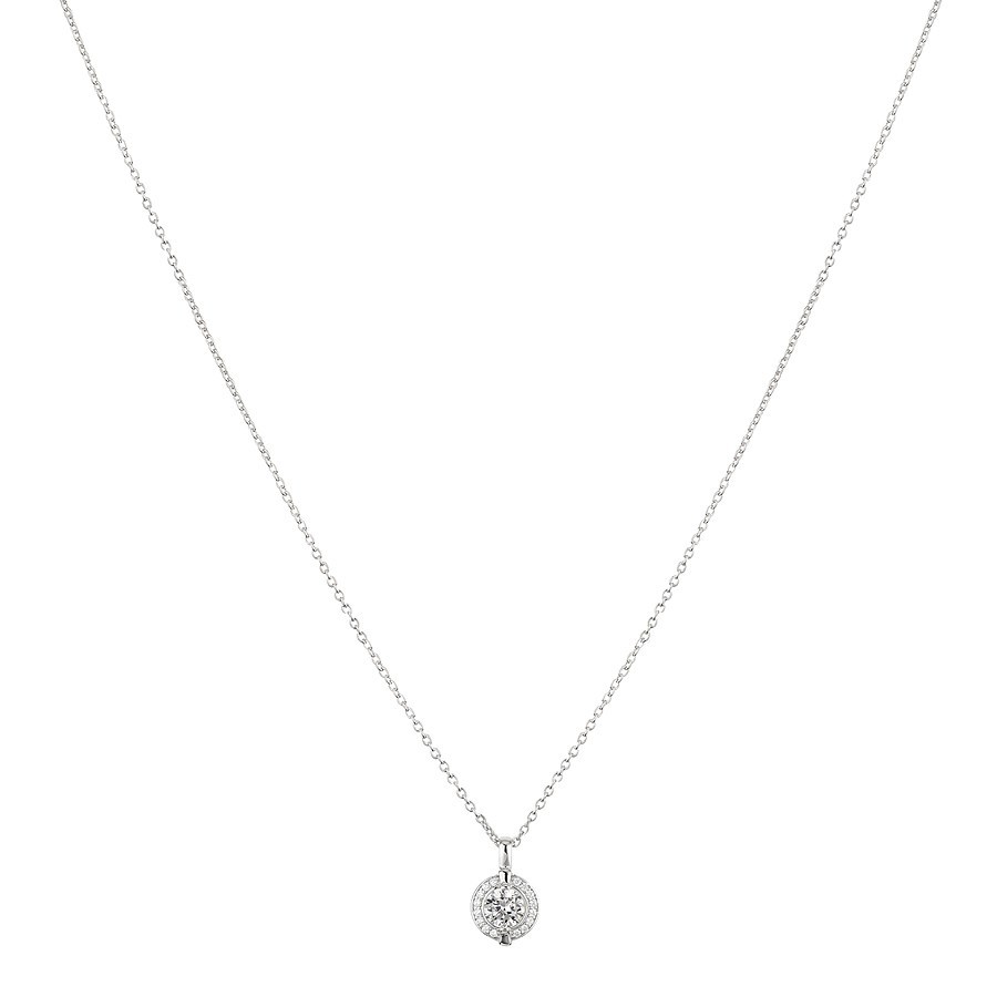 Argento Solitaire Halo Border Crystal Necklace