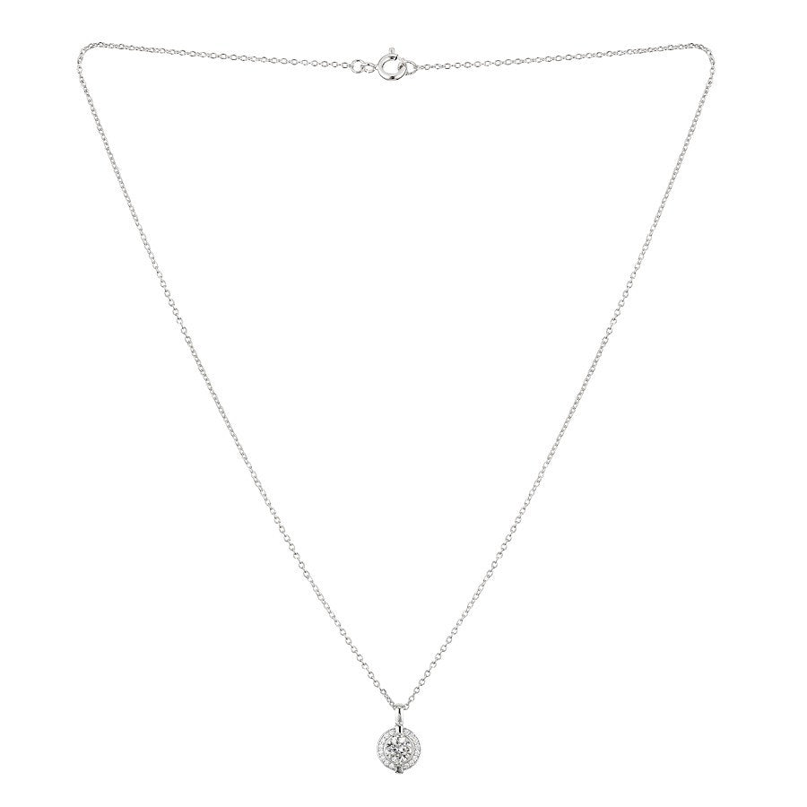 Argento Solitaire Halo Border Crystal Necklace