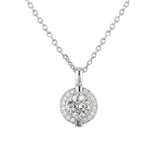 Argento Solitaire Halo Border Crystal Necklace