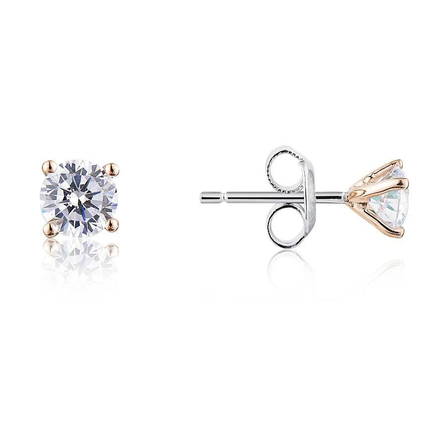 Argento Solitaire Rose Gold Mix Crystal Stud Earrings