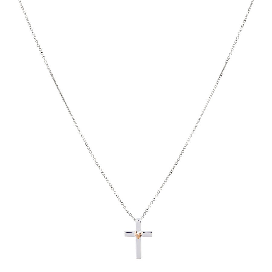 Argento Rose Gold Mix Heart Cross Necklace