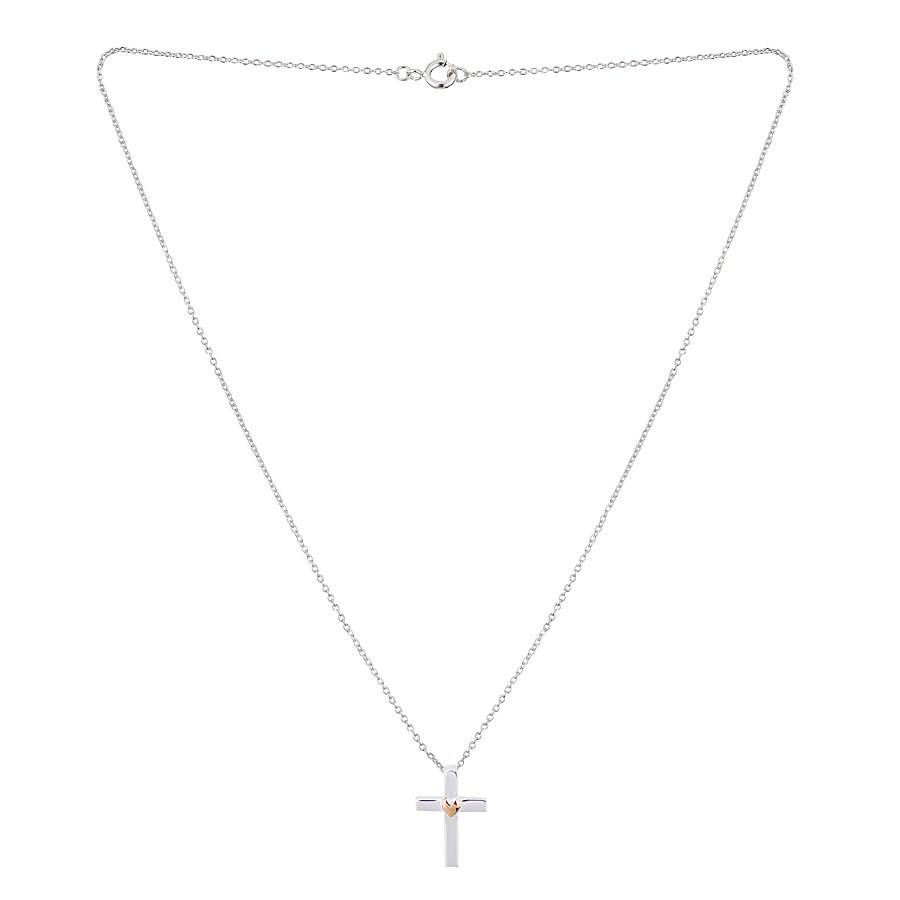 Argento Rose Gold Mix Heart Cross Necklace