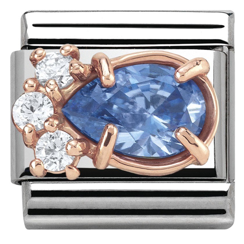Nomination  Rose Gold Blue Teardrop Charm