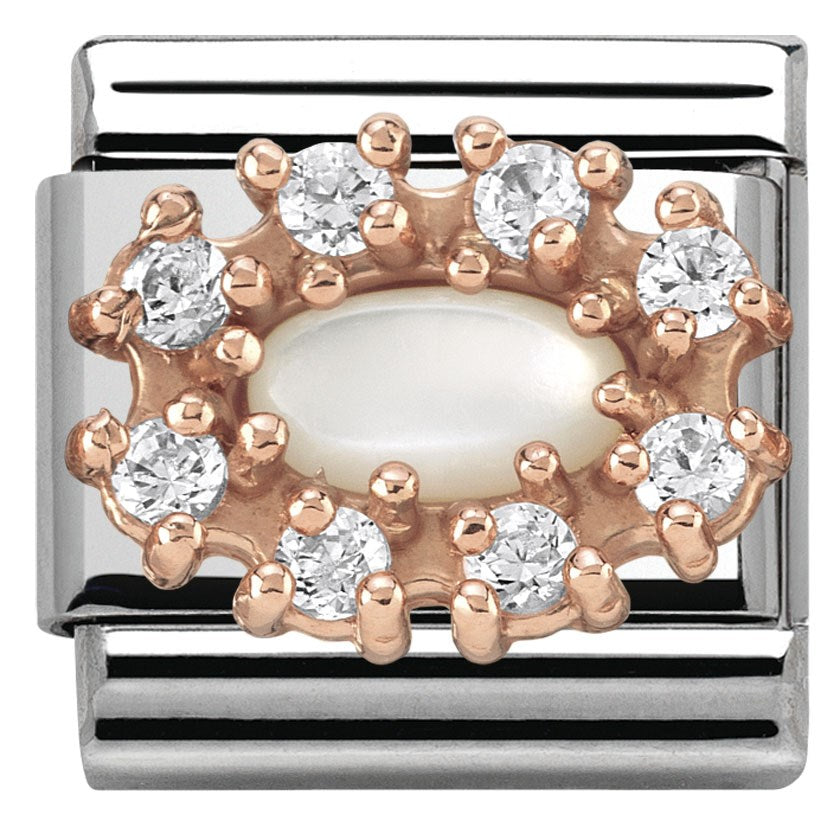 Nomination  Rose Gold Mother Of Pearl CZ Charm
