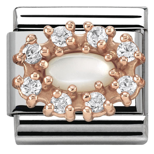 Nomination  Rose Gold Mother Of Pearl CZ Charm
