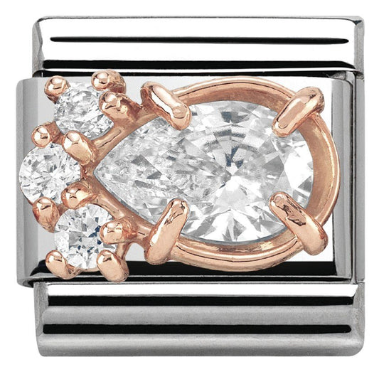 Nomination  Rose Gold Crystal Teardrop Charm